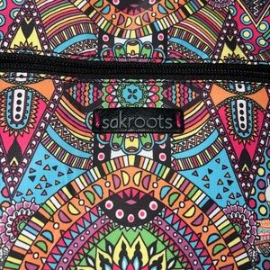 SAKROOTS Coated Canvas Zip Tablet 15 X 11” Multicolored Geometric Pocket